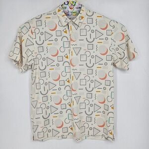 Swing Juice Polo Shirt Mens XL Geometric Golf Performance Short Sleeve Ivory